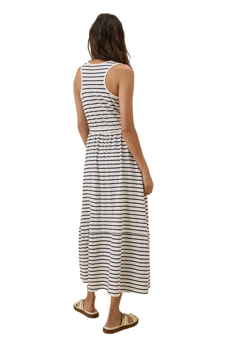 Pact Organic Cotton Relaxed Slub Tank Maxi Dress, Alternate, color, Santa Ana Stripe Midnight Blue