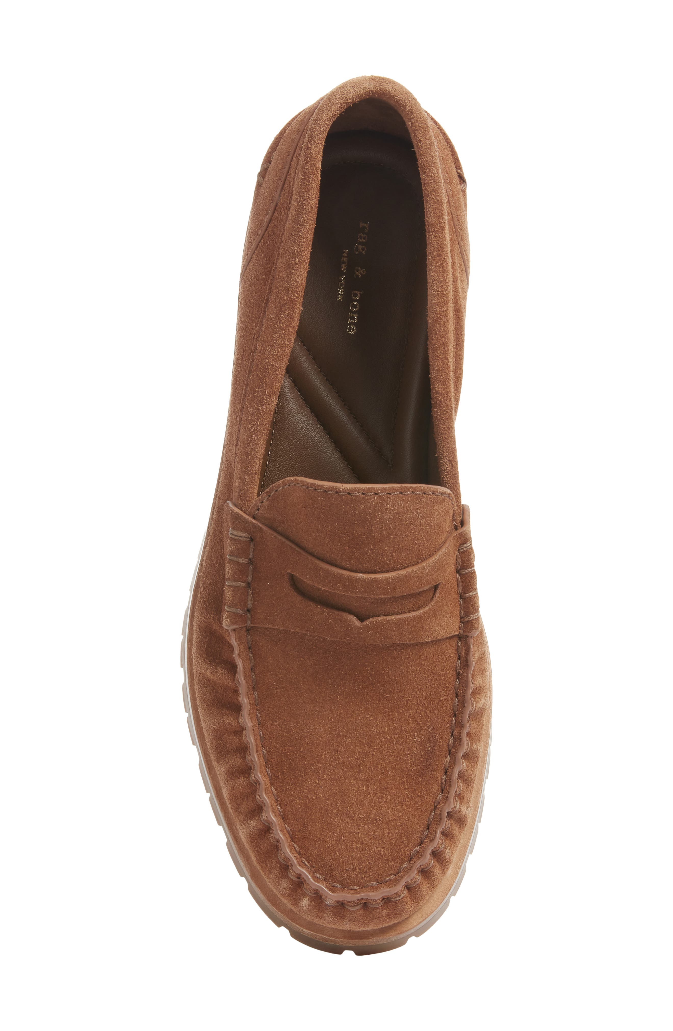 Corey Lug Sole Penny Loafer, Alternate, color, UMBER SUEDE