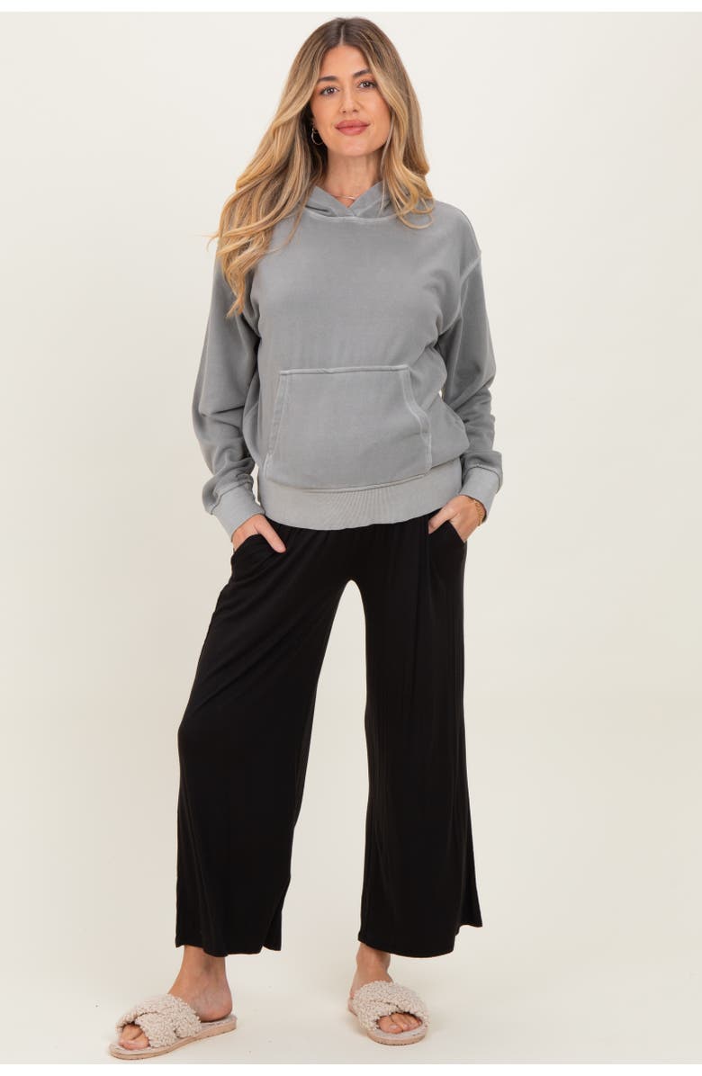 PinkBlush Wide Leg Ankle Lounge Pants, Main, color, Black