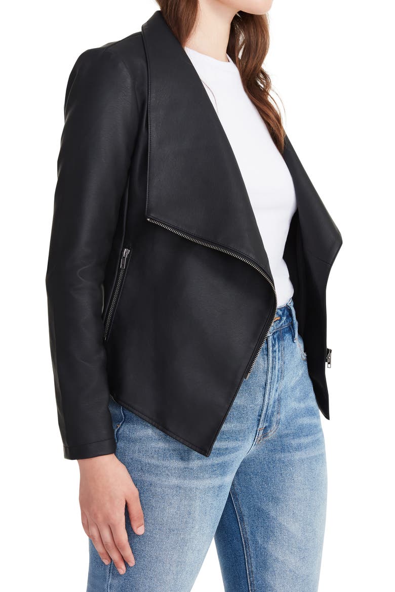 Gabrielle Faux Leather Jacket, Alternate, color, BLACK