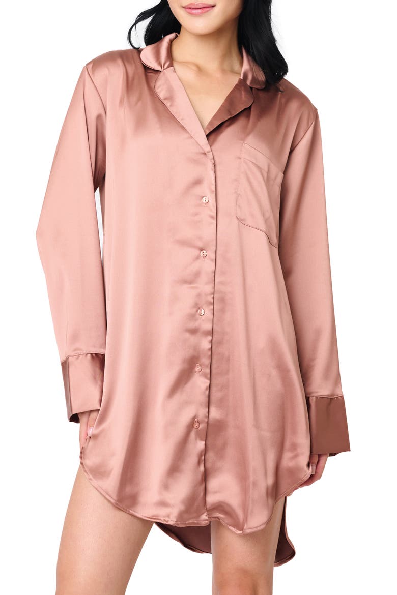 Luxe Lounge Pajama Shirt, Main, color, ROSEWOOD