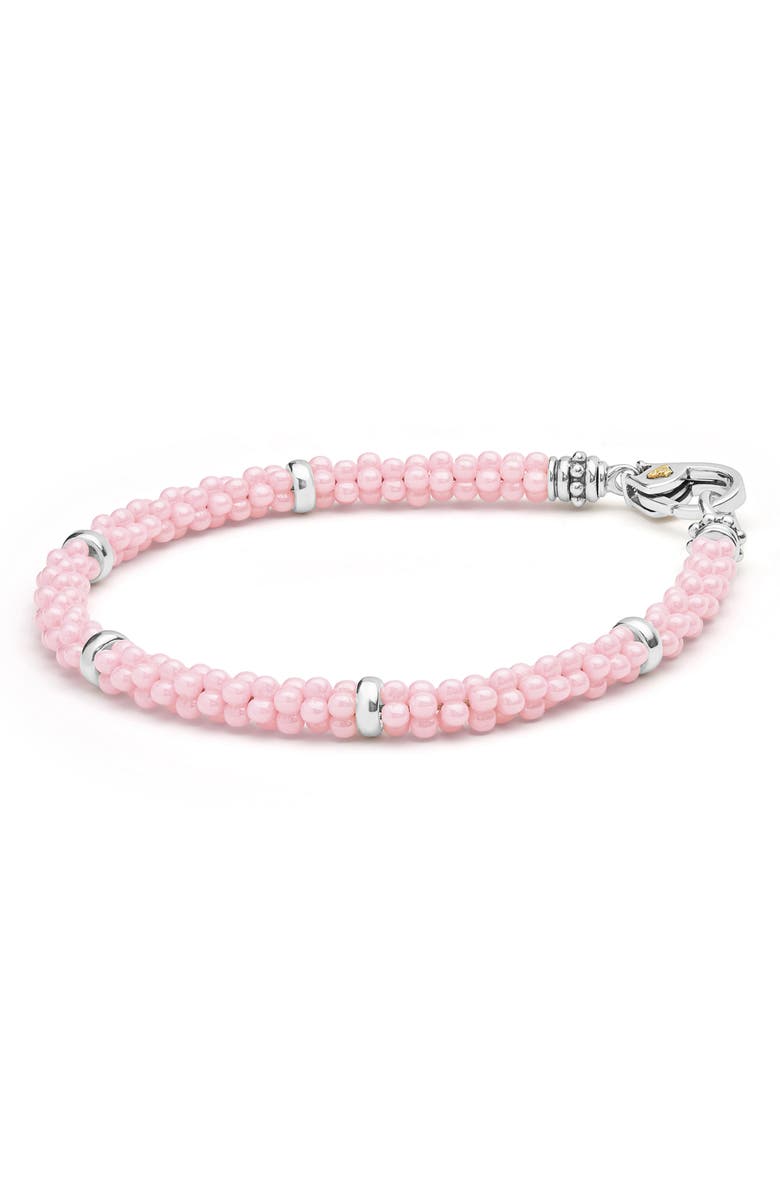 LAGOS Pink Caviar Ceramic Beaded Station Bracelet, Alternate, color, Pink/ Silver