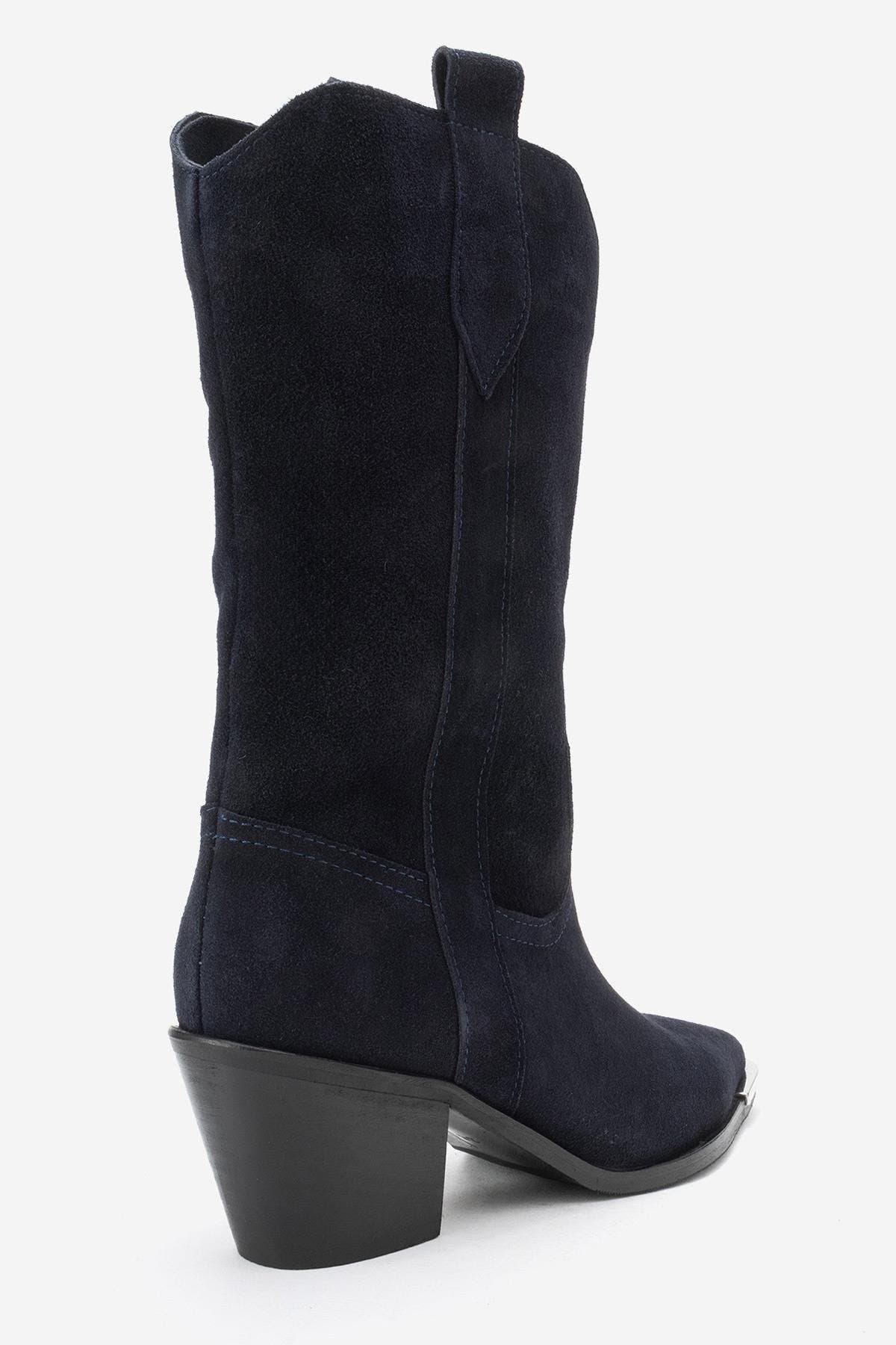 Forever & Always Shoes Alvi Leather Western Boot, Alternate, color, Navy Suede