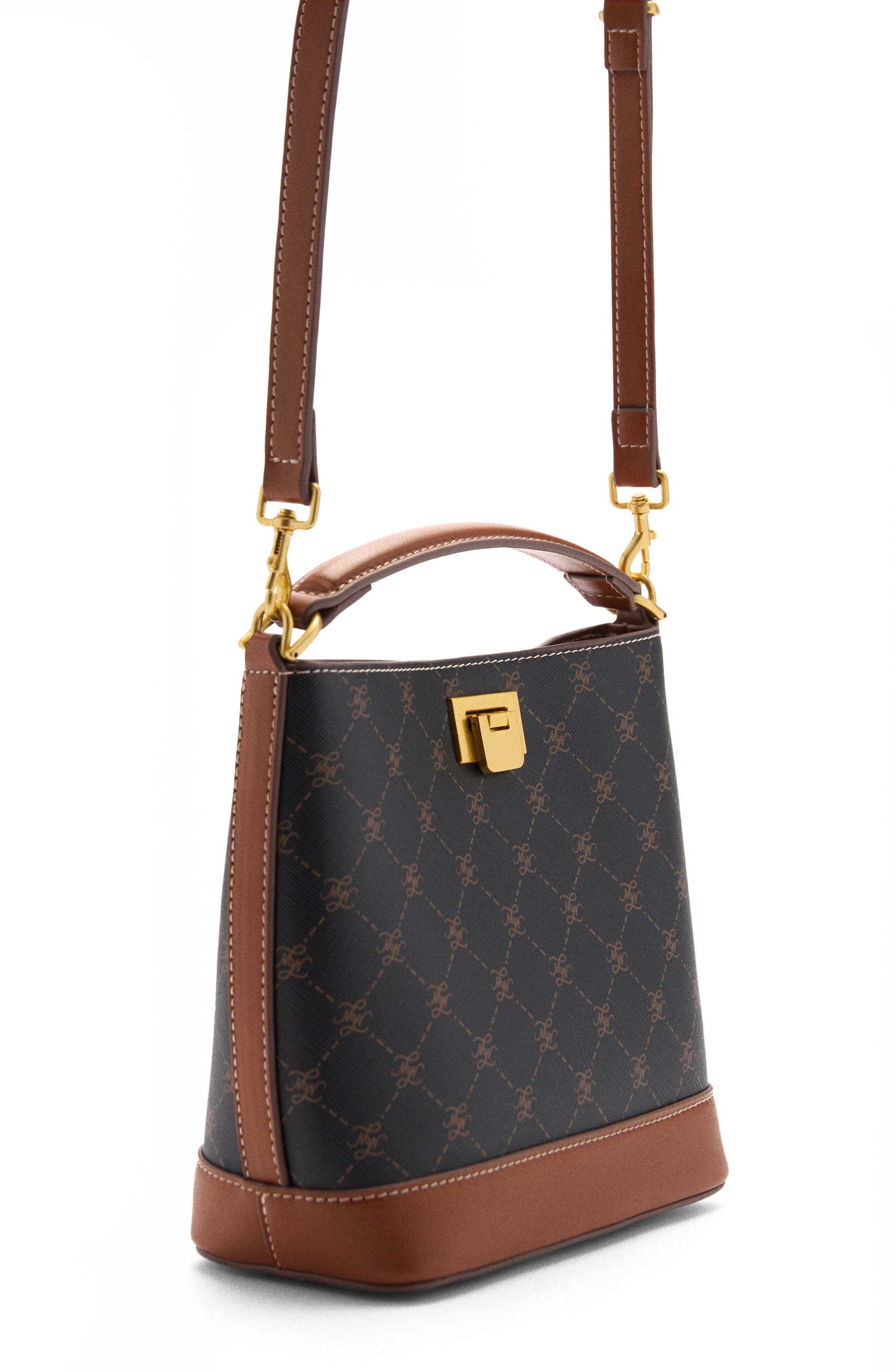 MANGO Mini Logo Monogram Top Handle Bag, Alternate, color, 
