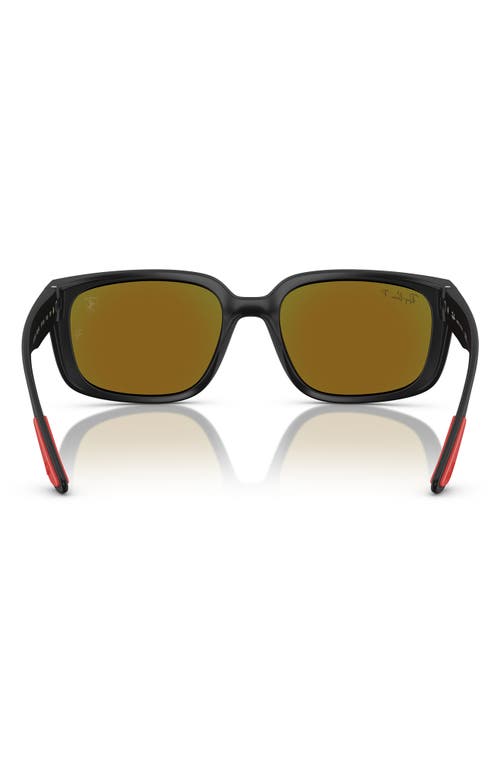 Ray Ban Ray-ban X Scuderia Ferrari 57mm Chromance Polarized Square Sunglasses In Matte Black/blue Polarized