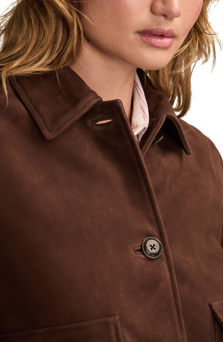 Lucky Brand Button Front Suede Jacket, Alternate, color, Chocolate Brown