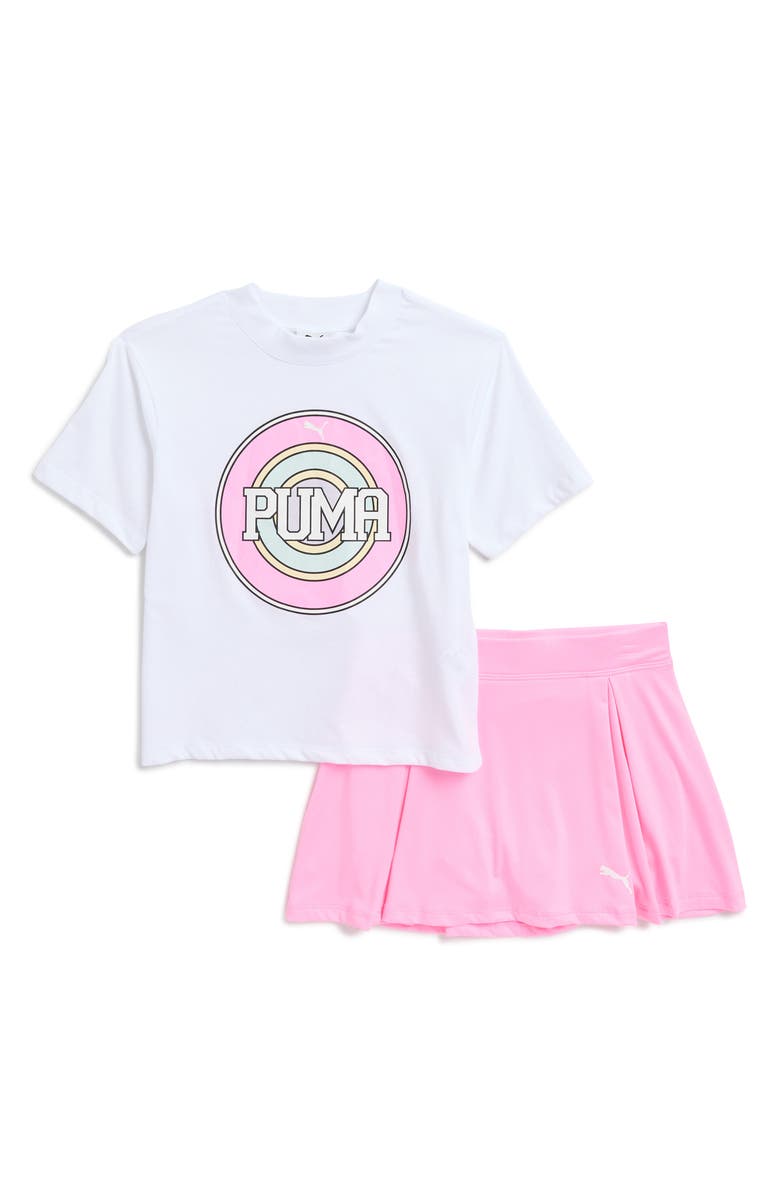 PUMA Kids' Graphic T-Shirt & Skort Set, Main, color,