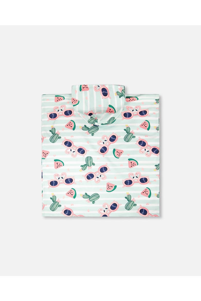 Hooded Flamingo and Cactus Beach Towel, Alternate, color, Blue Flamingo and Cactus Print