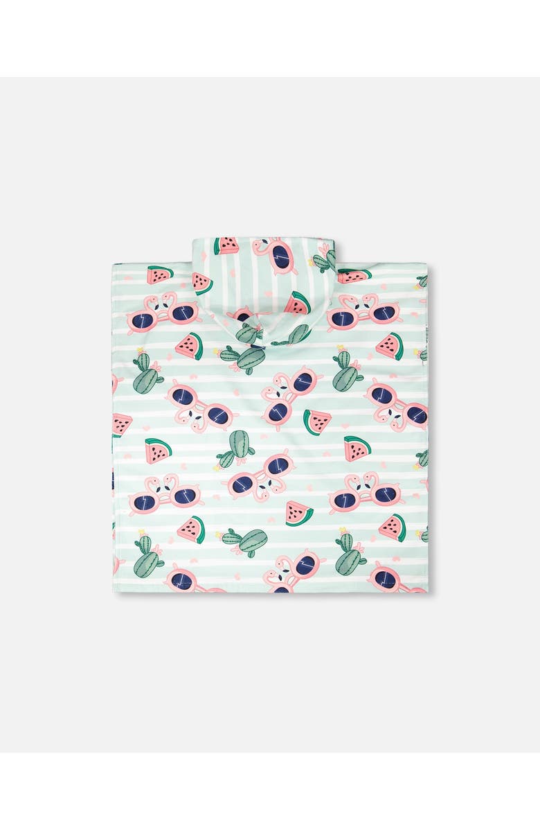 Deux par Deux Hooded Flamingo and Cactus Beach Towel, Alternate, color, Blue Flamingo And Cactus Print