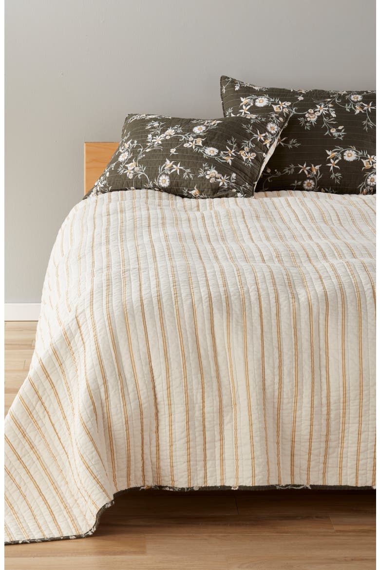 Reversible Print Quilt & Sham Set, Alternate, color, OLIVE SARMA FLORAL