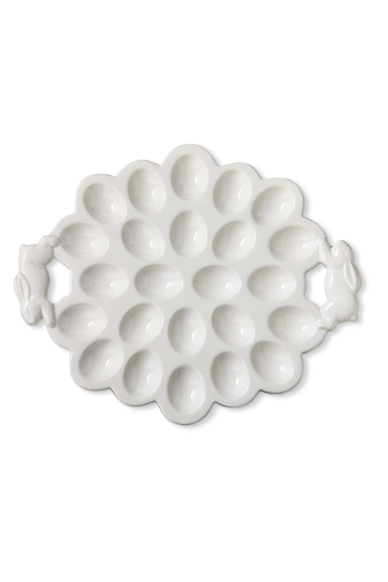 Bunny Egg Platter White Earthenware Spring, Main, color, White