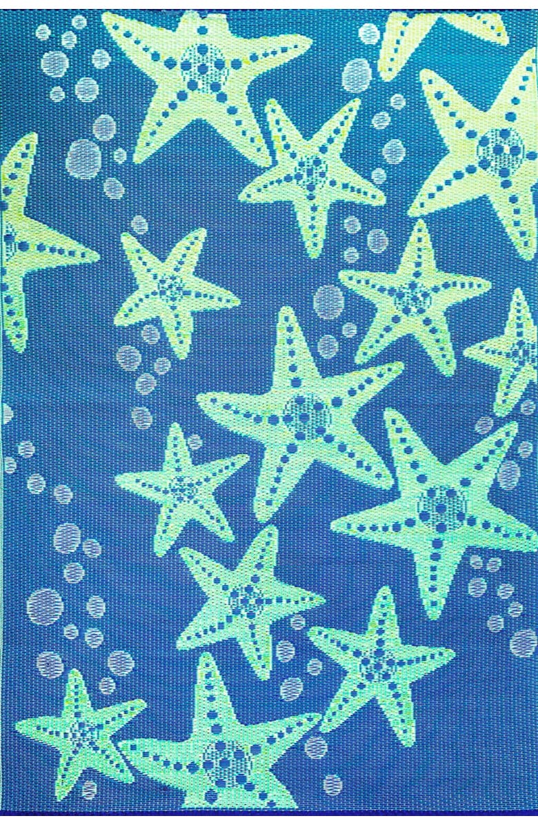 Mad Mats Starfish Rug, Main, color, Blue Green - 5'X8'