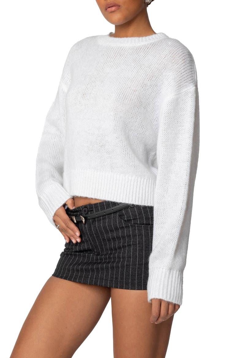 Kyrah Oversize Crop Sweater, Alternate, color, WHITE