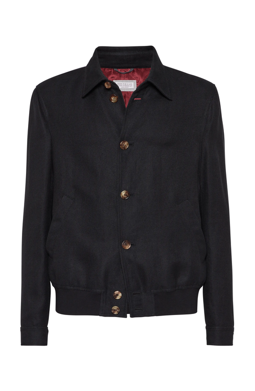 Brunello Cucinelli Diagonal Twill Jacket In Black