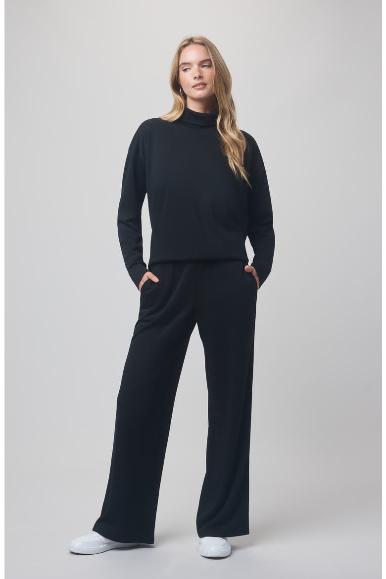 x @cellajaneblog Interlock Turtleneck Sweatshirt, Alternate, color, BLACK