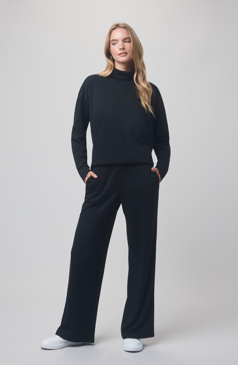 Splendid x @cellajaneblog Interlock Turtleneck Sweatshirt, Alternate, color, Black
