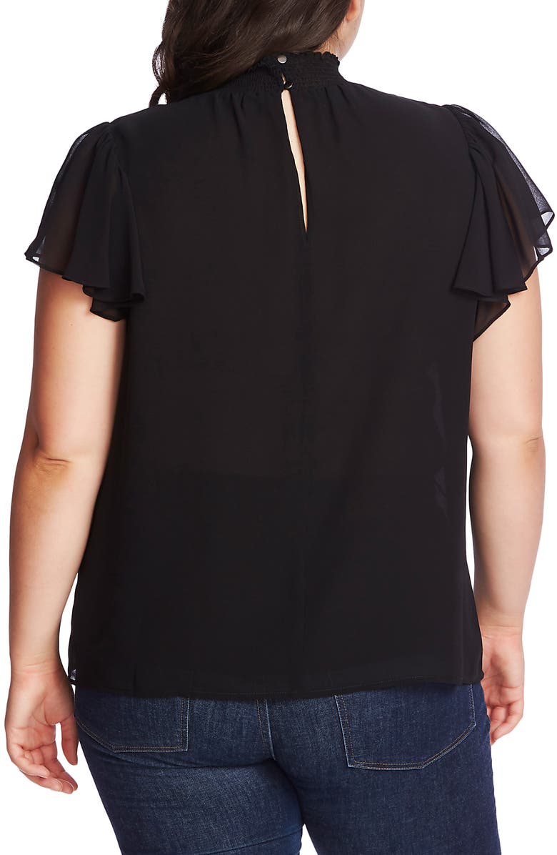 1.STATE Keyhole Flutter Sleeve Blouse, Alternate, color, 