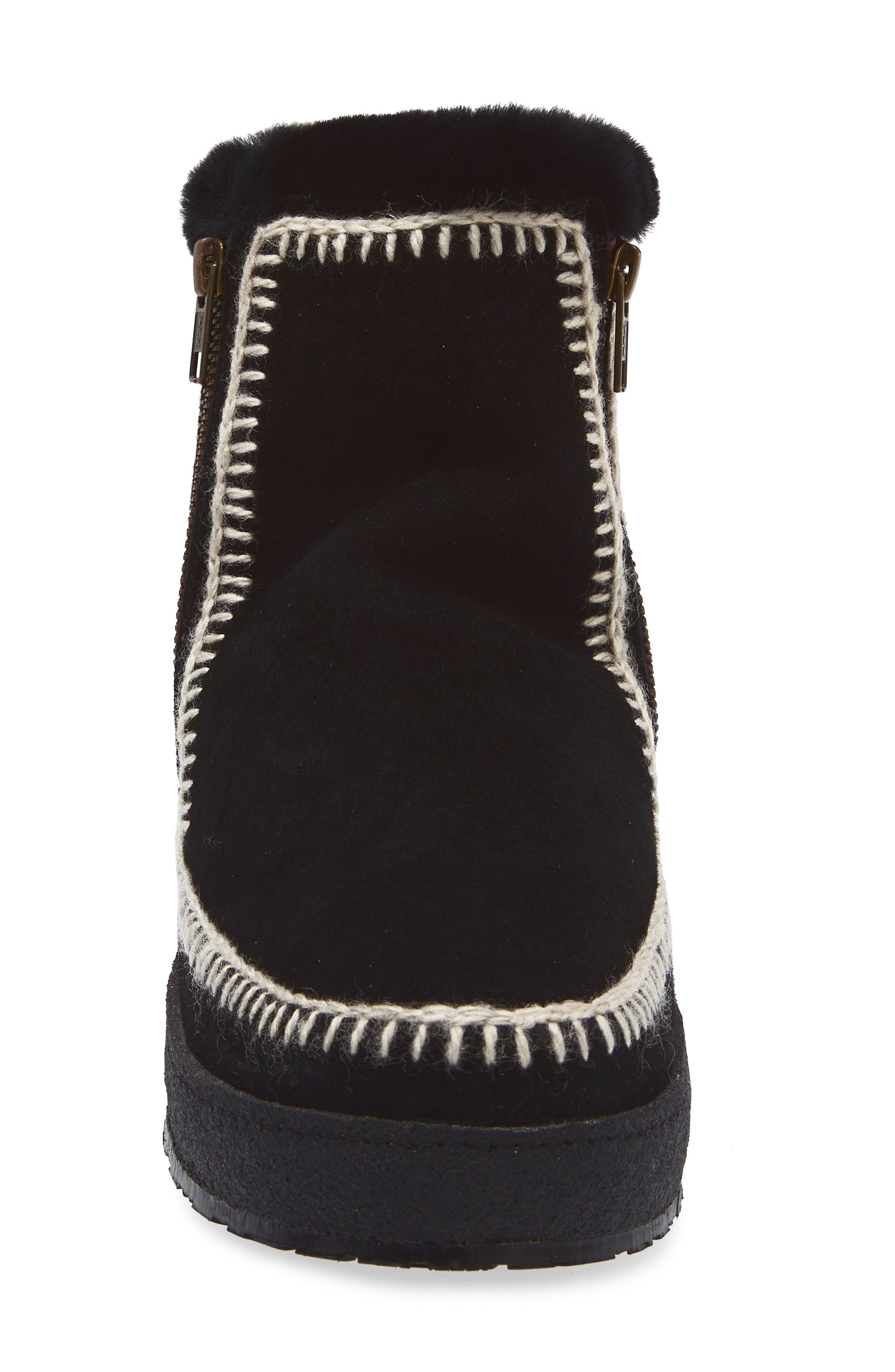 Laidback London Setsu Genuine Shearling Lined Ankle Boot, Alternate, color, Black Suede / Natural