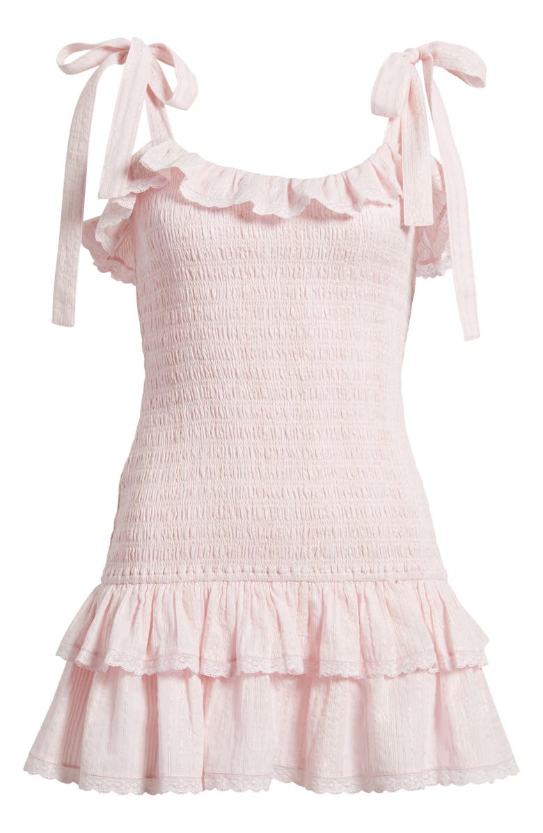 LoveShackFancy Sherina Metallic Ruffle Minidress, Alternate, color, Pink Shimmer