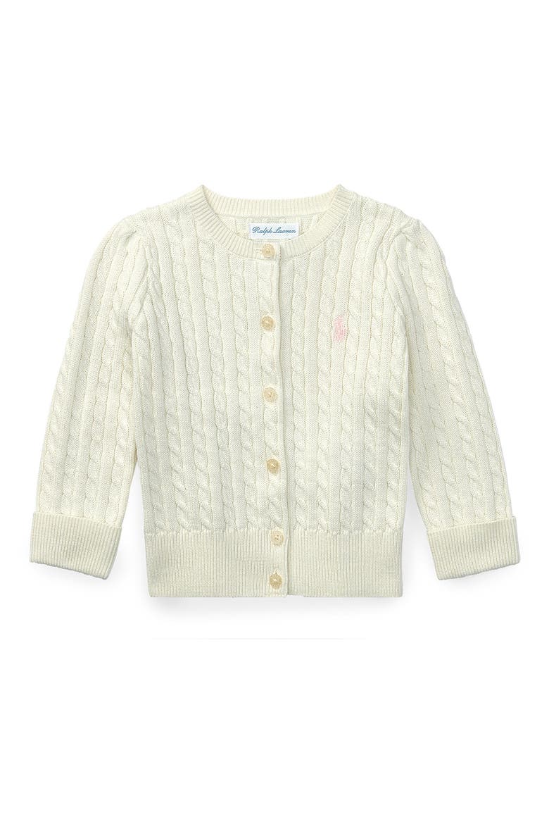 Cotton Mini Cable Cardigan, Main, color, WARM WHITE