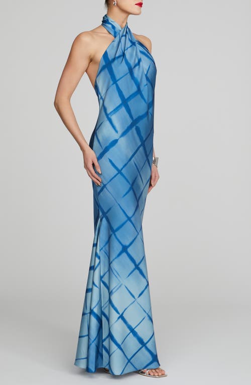 Shop Halston Corinne Satin Halter Gown