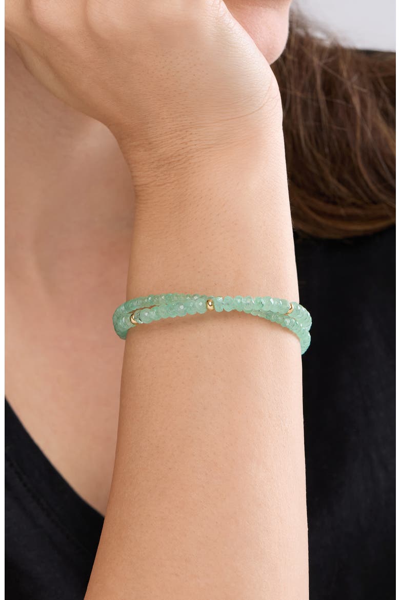 14K Gold Iris Emerald Bead Line Bracelet, Alternate, color, YELLOW GOLD