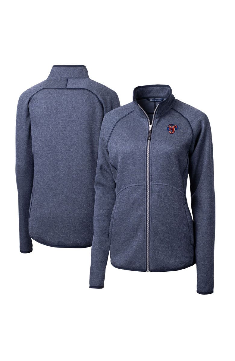 Cutter & Buck Women's Cutter & Buck  Heather Navy Jacksonville Jumbo Shrimp Mainsail Sweater-Knit Full-Zip Jacket, Main, color, 