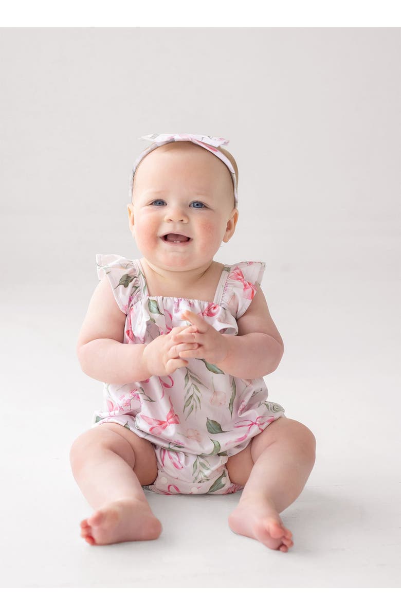 Mabel + Honey Rosie Ribbons Ruffled Tank Romper, Alternate, color, Pink