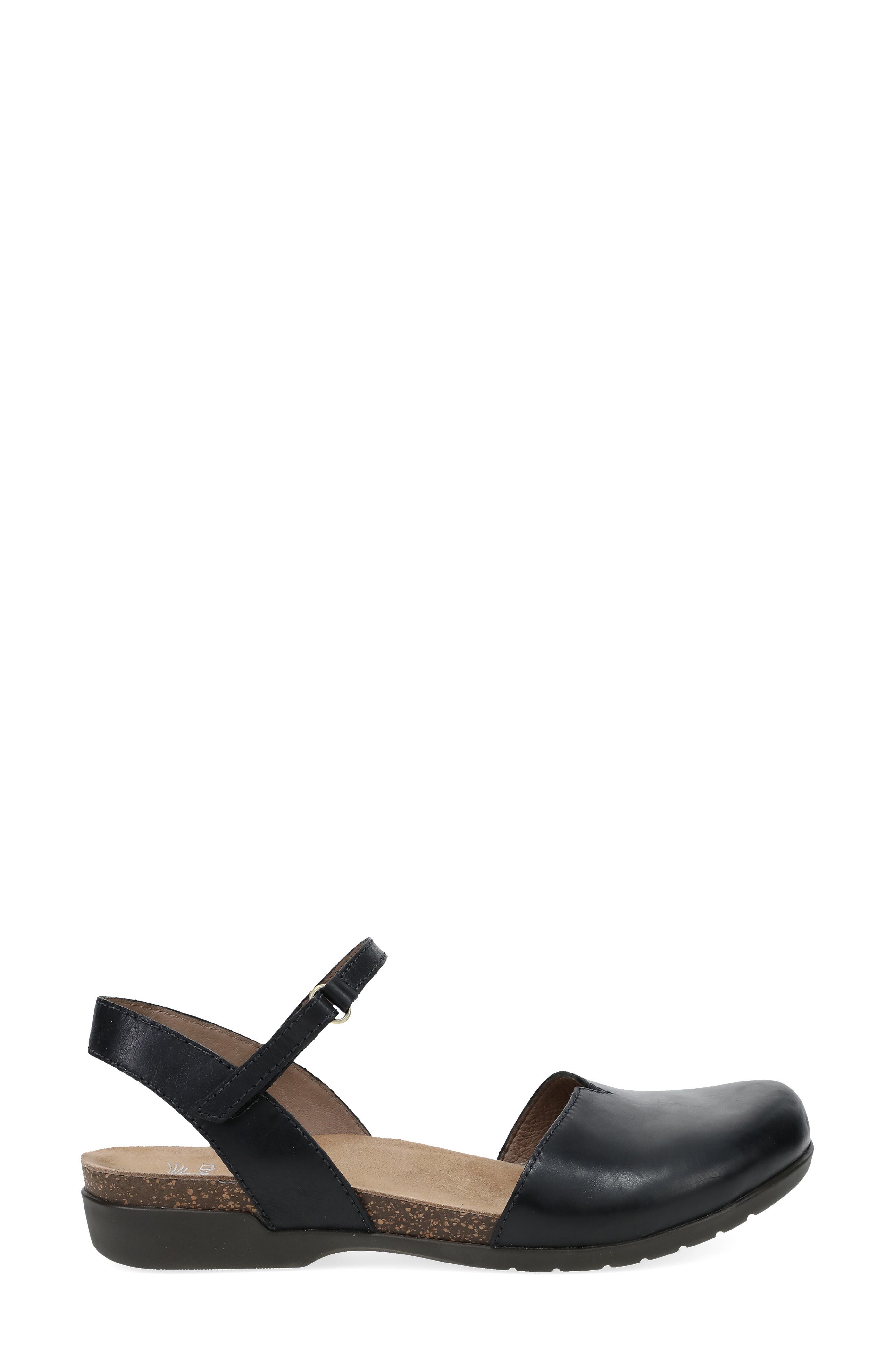 Dansko Rowan Flat, Alternate, color, Black Waxy Burnished