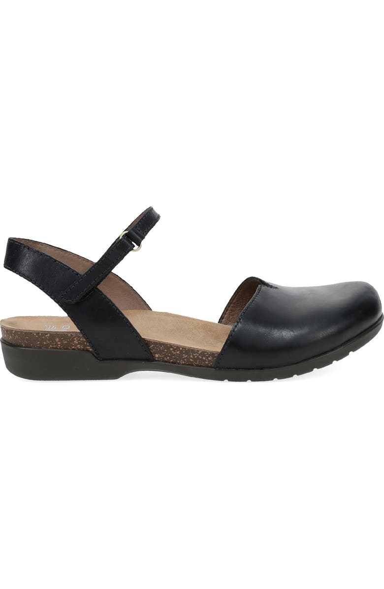 Dansko Rowan Flat, Alternate, color, Black Waxy Burnished