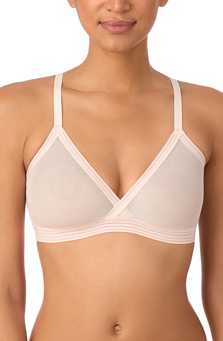 DKNY Sheer Stripe Triangle Bralette, Main, color, Rosewater