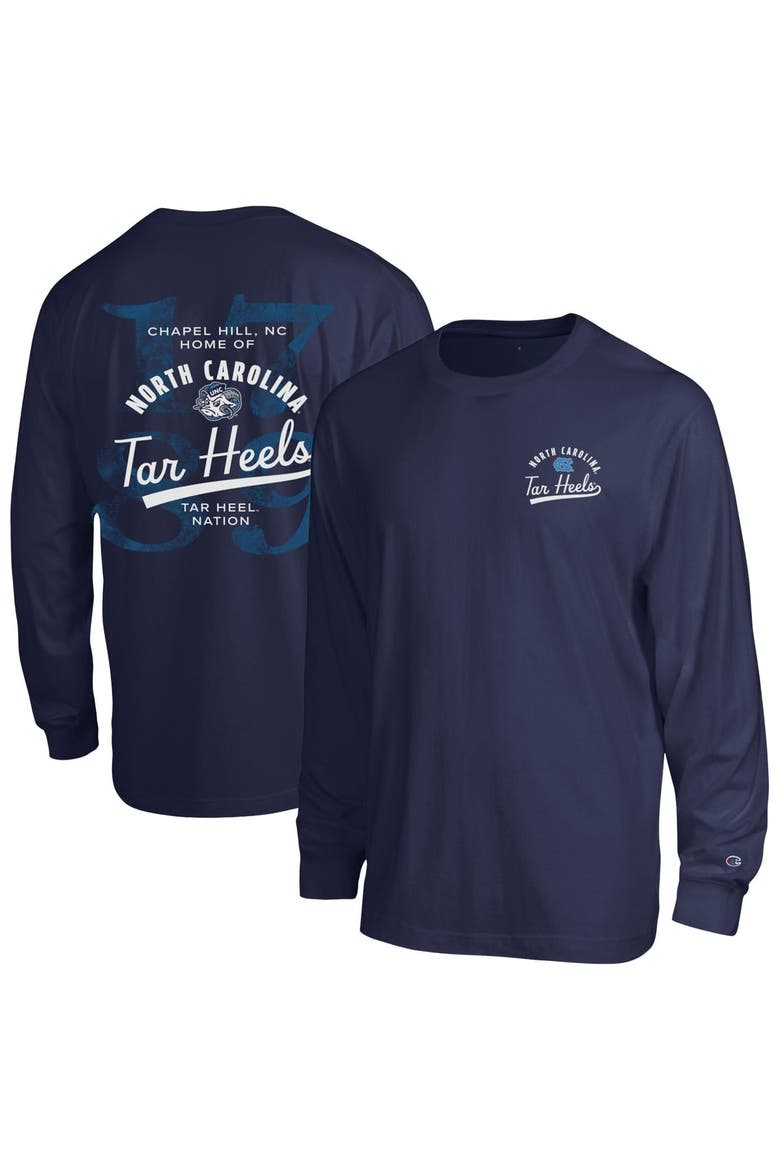 Men's Champion  Navy North Carolina Tar Heels Laminated All-Star Long Sleeve T-Shirt, Main, color, Navy