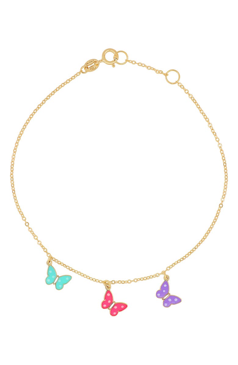 Bony Levy 14K Gold Enamel Butterfly Charm Bracelet, Main, color, 14K Yellow Gold