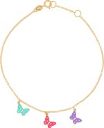 Bony Levy 14K Gold Enamel Butterfly Charm Bracelet