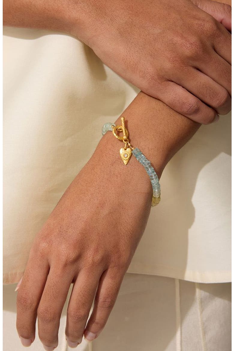 Tranquil Spirit Aquamarine Heart Toggle Bracelet, Alternate, color, Gold