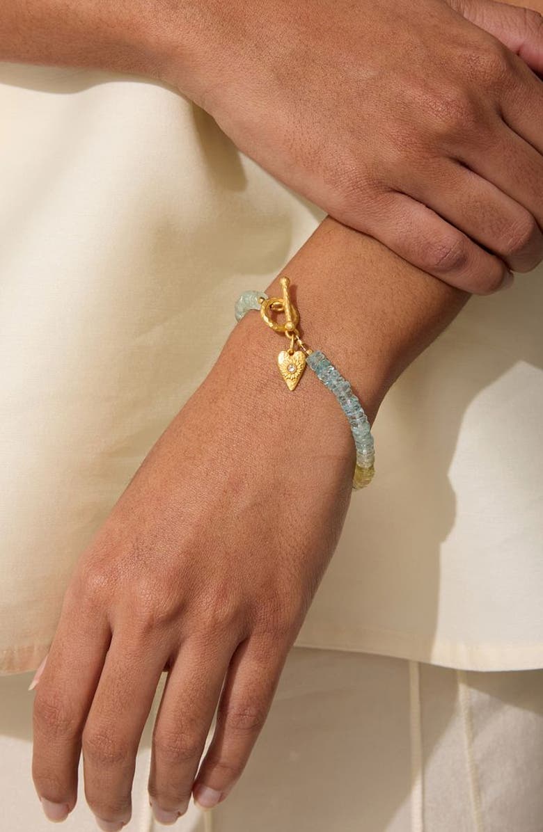 Satya Jewelry Tranquil Spirit Aquamarine Heart Toggle Bracelet, Alternate, color, 