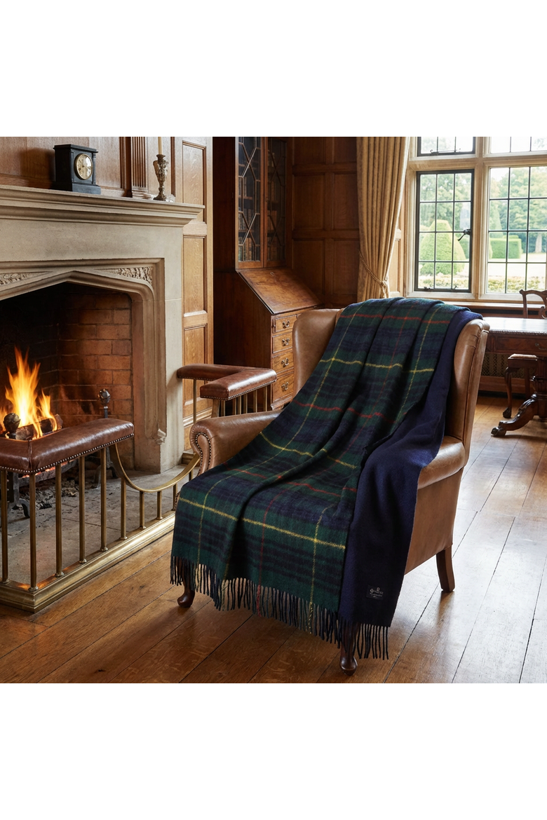 Highland Tweeds Double Cloth Reversible Throw, Alternate, color, Hunting Stewart