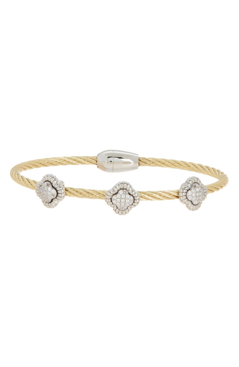 Juvell Two-Tone Wire CZ Station Bracelet, Main, color,