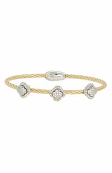Two-Tone Wire CZ Station Bracelet