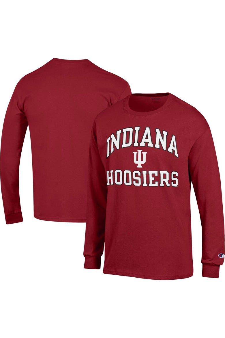 Men's Champion Crimson Indiana Hoosiers High Motor Long Sleeve T-Shirt, Main, color, Crimson