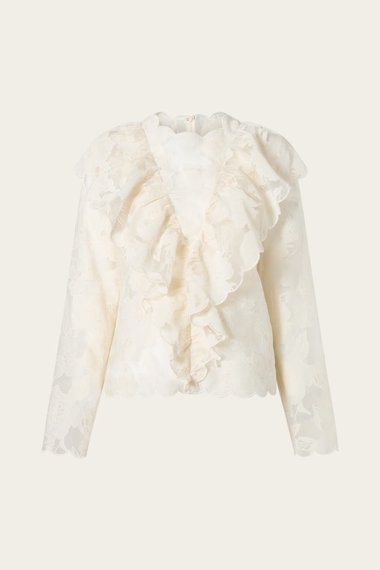 Sansa Ruffled Lace Blouse, Alternate, color, Vanilla