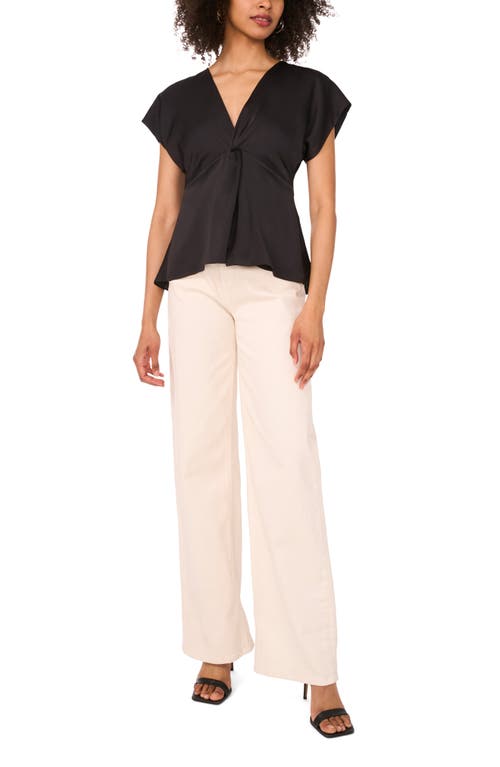 1.state Front Knot Peplum T-shirt In Black