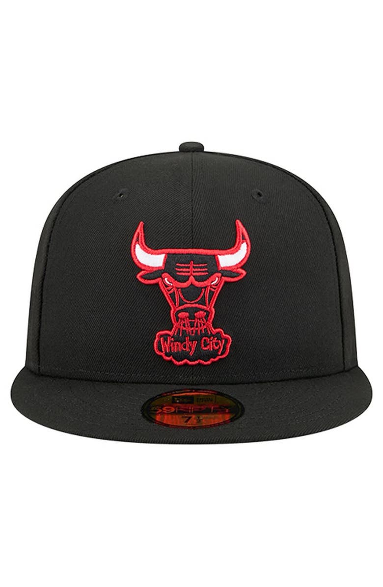 New Era Men
s New Era  Black Chicago Bulls Core Logo 59FIFTY Fitted Hat, Alternate, color, Black