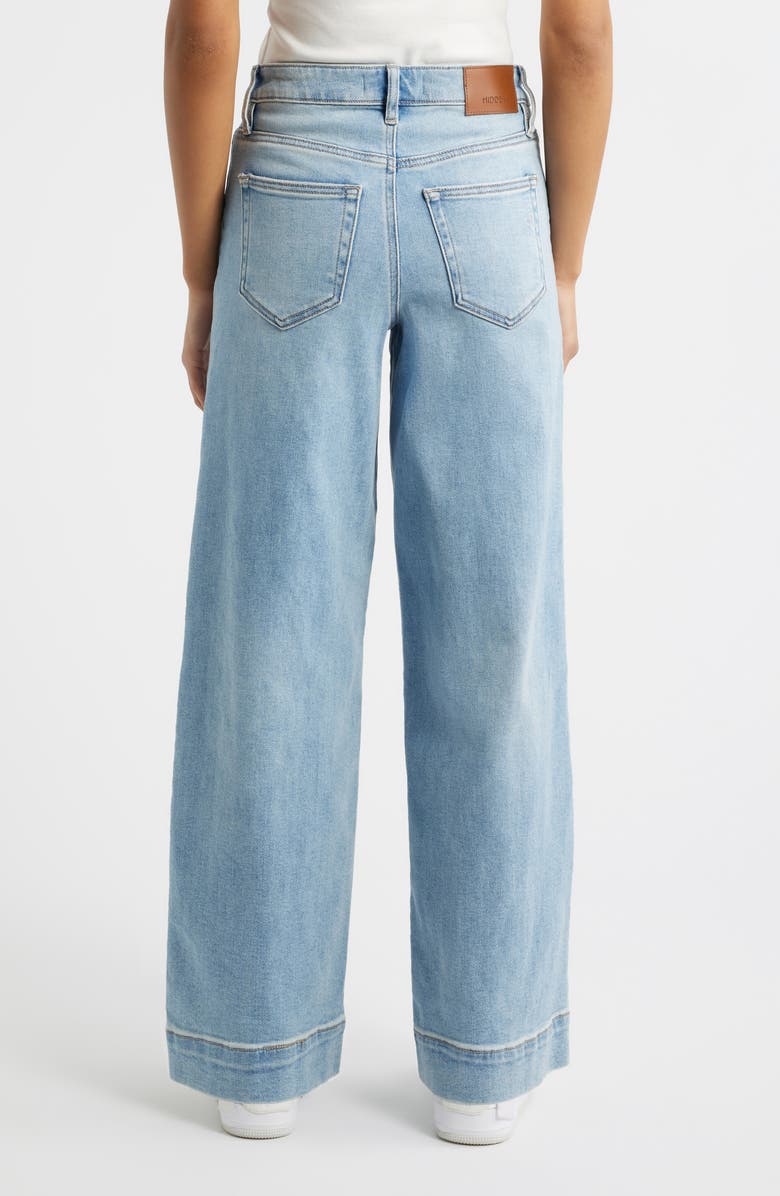 HIDDEN JEANS Patch Pocket High Waist Wide Leg Jeans, Alternate, color, Light Wash