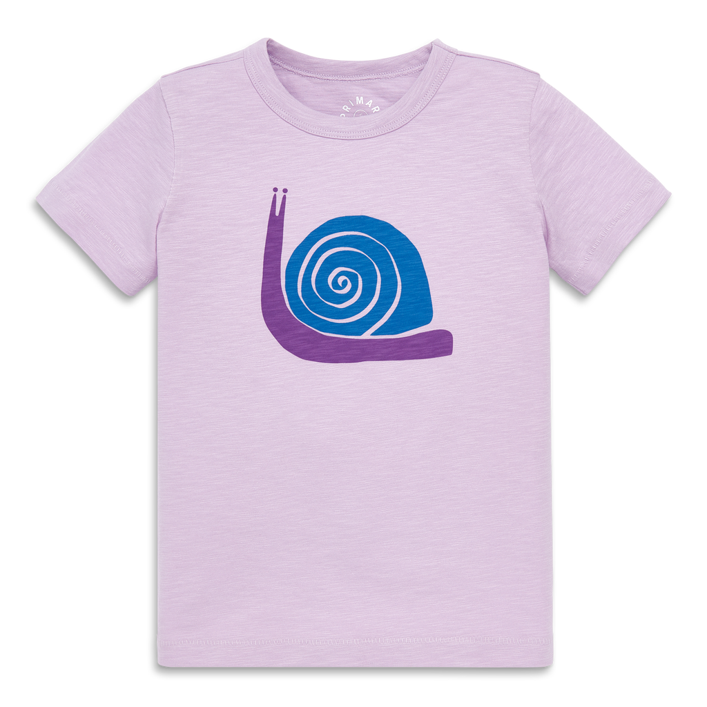Primary Kids Snail Tee In Hydrangea Snail