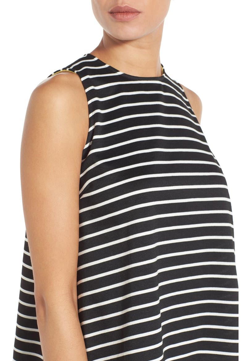Stripe Sleeveless Swing Top, Alternate, color, BLACK/ IVORY