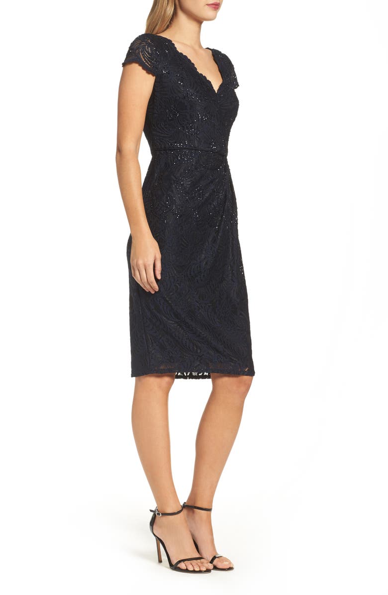Adrianna Papell Sequin Lace Sheath Dress, Alternate, color, 