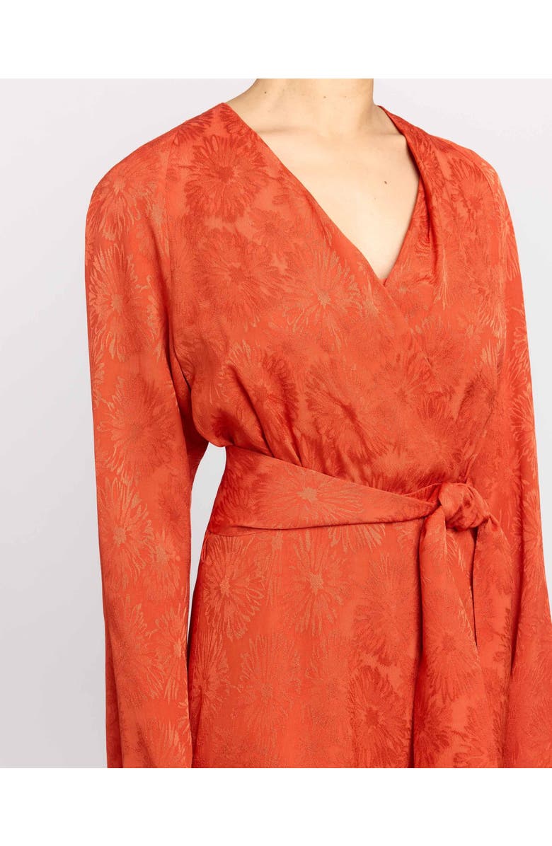 Santorelli KAYDEN Long Sleeve Faux Wrap Fit and Flare Dress, Alternate, color, Sedona Orange