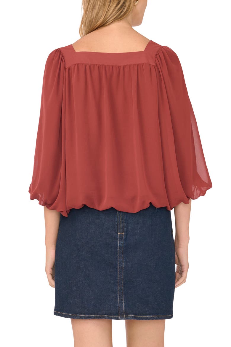 Square Neck Bubble Blouse, Alternate, color, FIRED BRICK