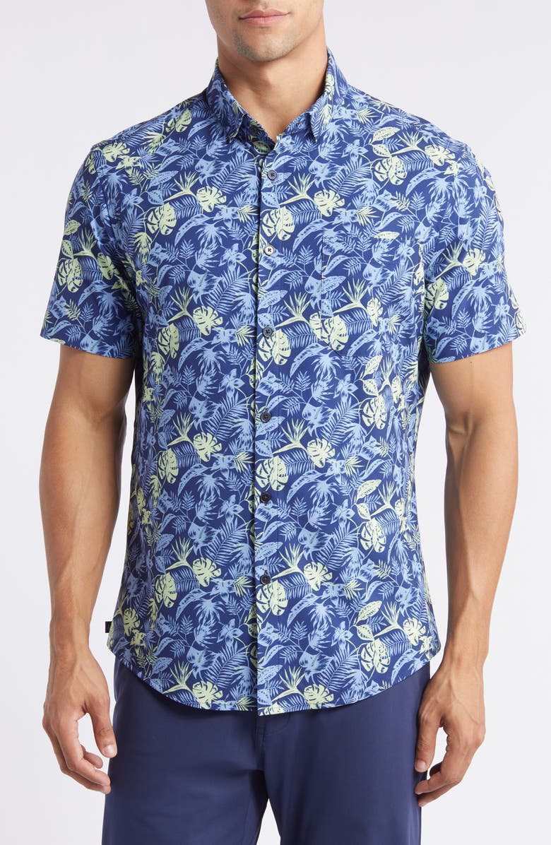 Mizzen+Main Leeward Trim Fit Short Sleeve Performance Button-Up Shirt, Main, color,
